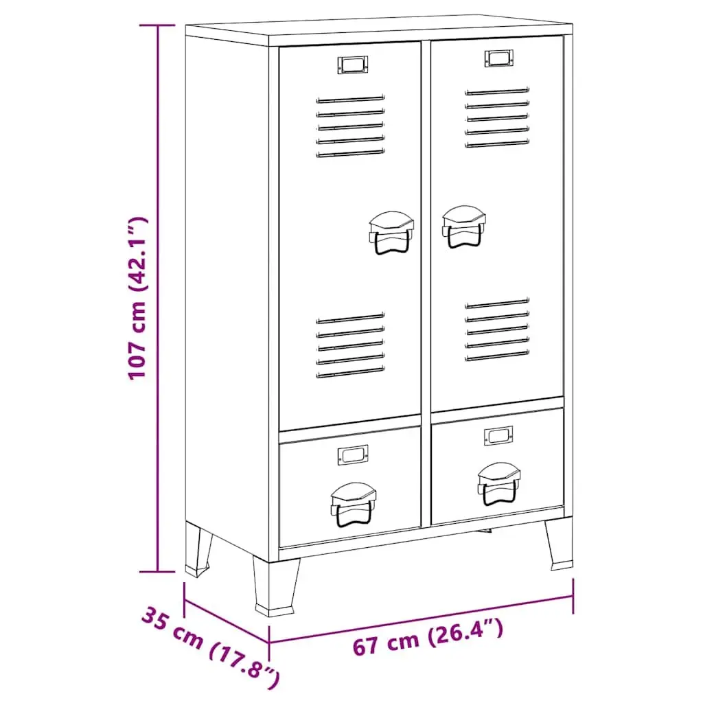 Industrial Wardrobe Storage Cabinet Anthracite 67x35x107cm Steel Adjustable Shelves Drawers