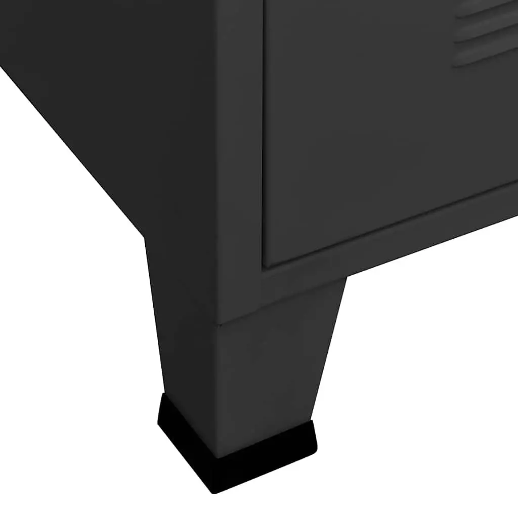 Industrial Metal Wardrobe Black 90x50x180cm 2 Shelves