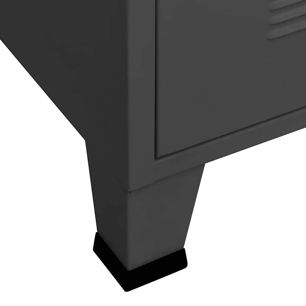 Metal Wardrobe Anthracite 90W x 50D x 180H cm Industrial Style with 2 Shelves and 1 Cloth Hanger