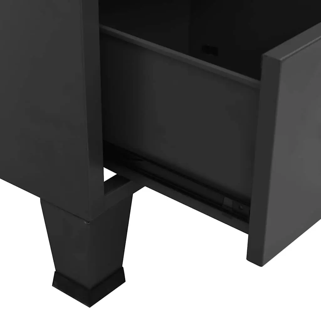 Metal Wardrobe Anthracite 90W x 50D x 180H cm Industrial Style with 2 Shelves and 1 Cloth Hanger