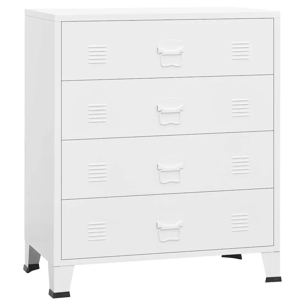 Industrial Drawer Cabinet White 4-Drawer Metal Storage Unit