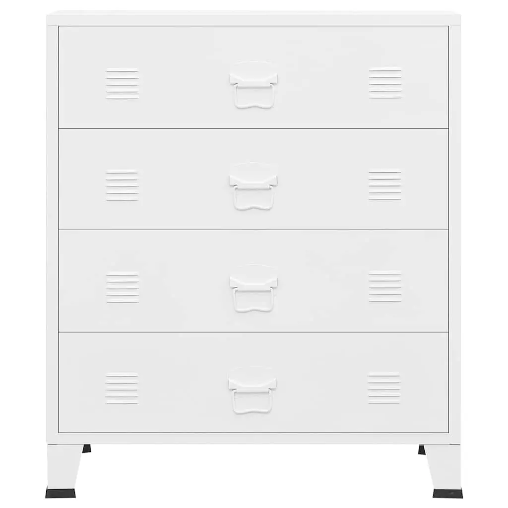Industrial Drawer Cabinet White 4-Drawer Metal Storage Unit