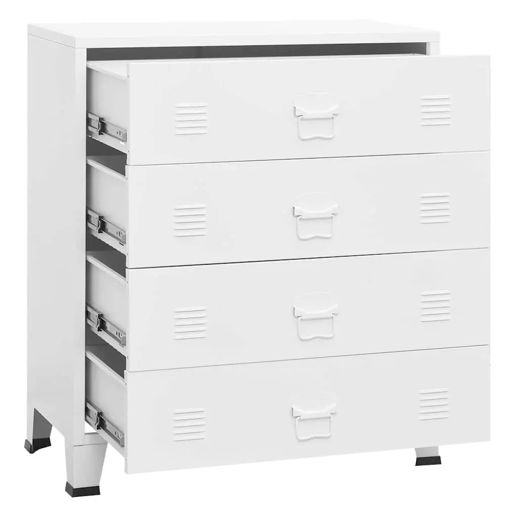 Industrial Drawer Cabinet White 4-Drawer Metal Storage Unit