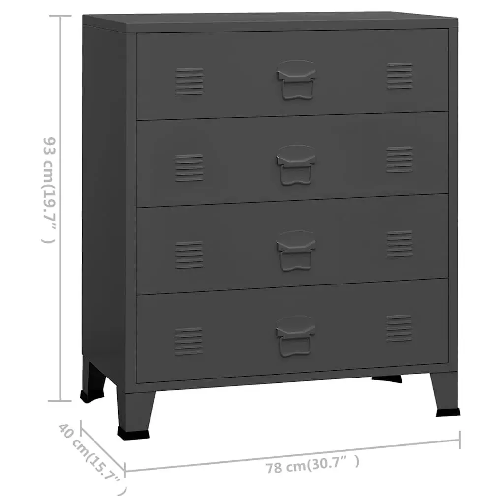 Metal Drawer Cabinet Anthracite 4 Drawers Organiser
