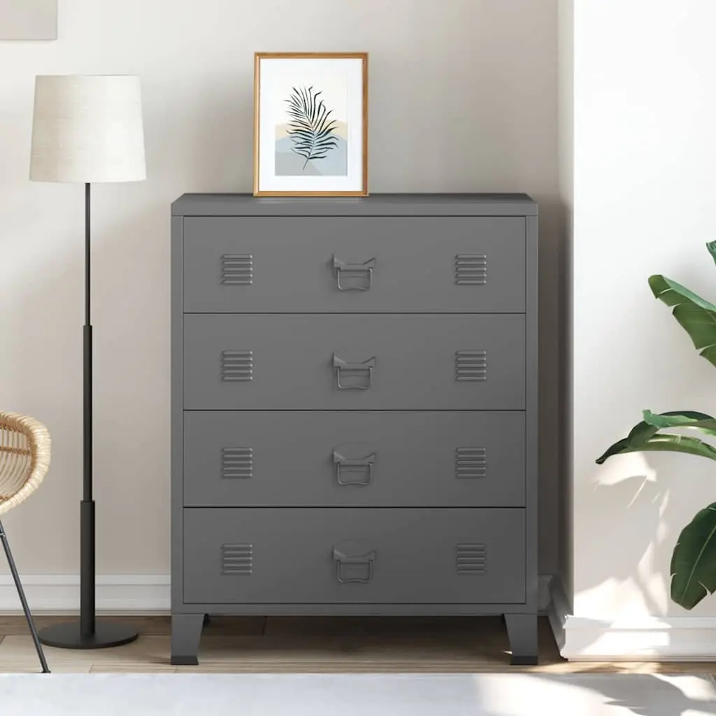 Metal Drawer Cabinet Anthracite 4 Drawers Organiser