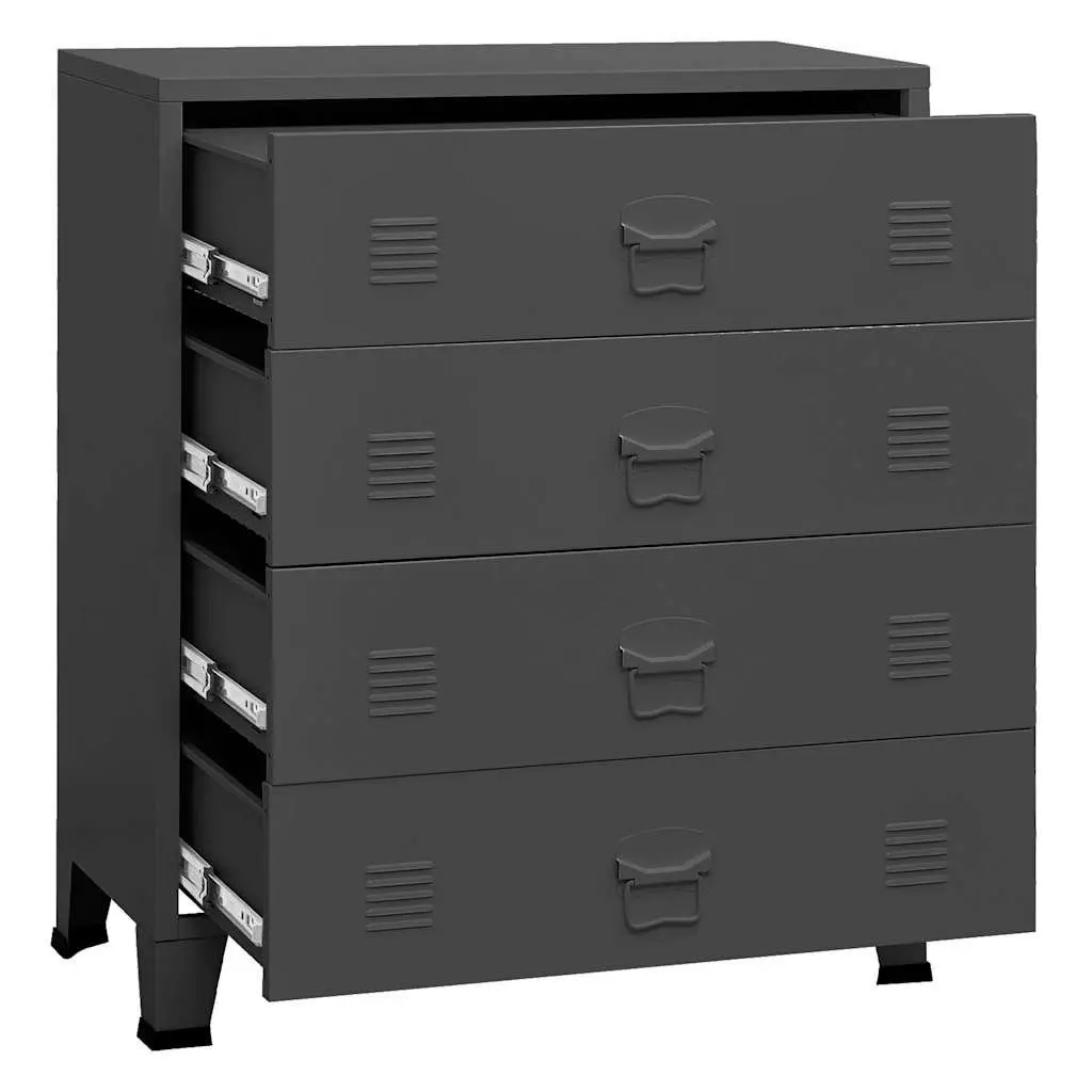 Metal Drawer Cabinet Anthracite 4 Drawers Organiser