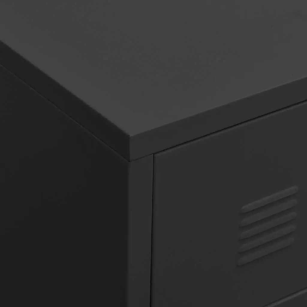 Metal Storage Unit Black TV Cabinet with Doors Shelves Cable Management 105x35x42cm
