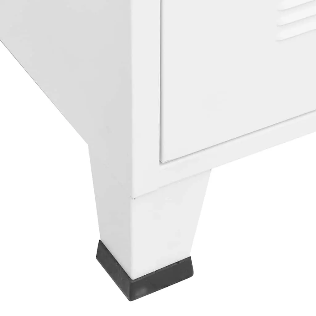Industrial Metal Storage Unit White TV Cabinet with Doors and Shelf 105x35x42cm