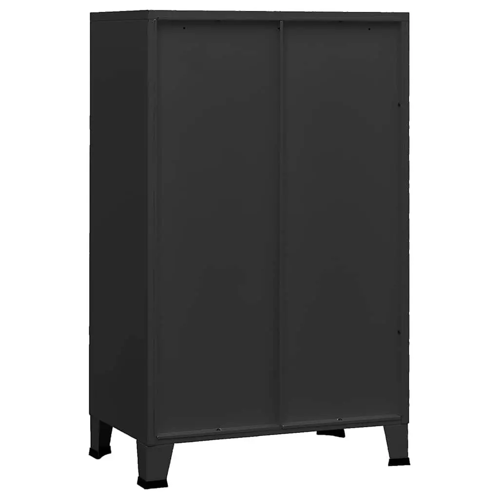 Storage Chest Black Metal Industrial Sideboard with 2 Drawers and 2 Shelves