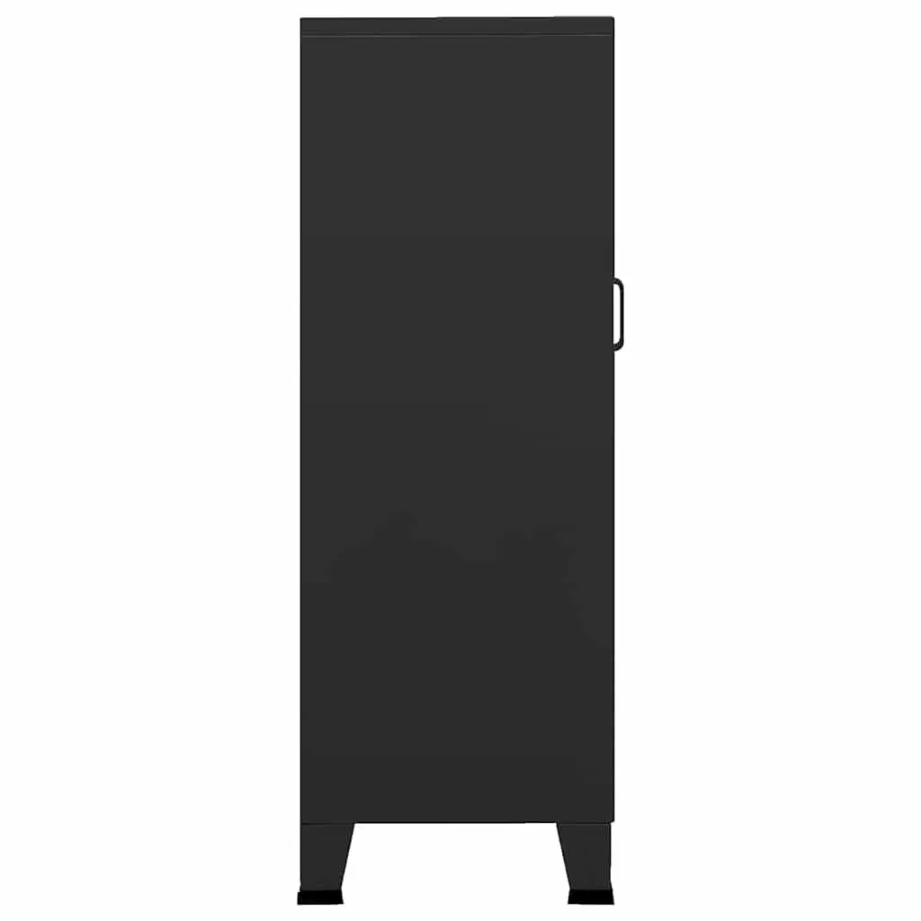Storage Chest Black Metal Industrial Sideboard with 2 Drawers and 2 Shelves