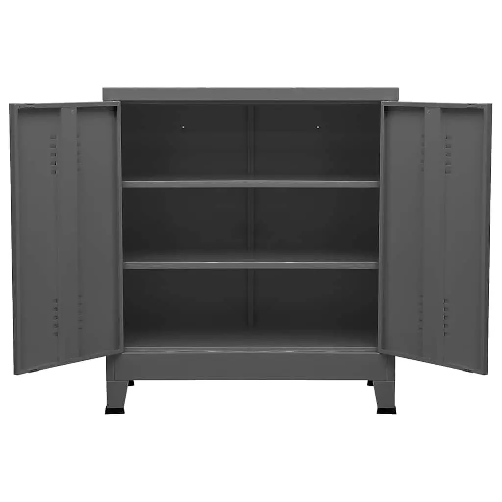 Steel Cabinet Anthracite 90x40x100cm with Two Shelves for Organised Storage and Labeling