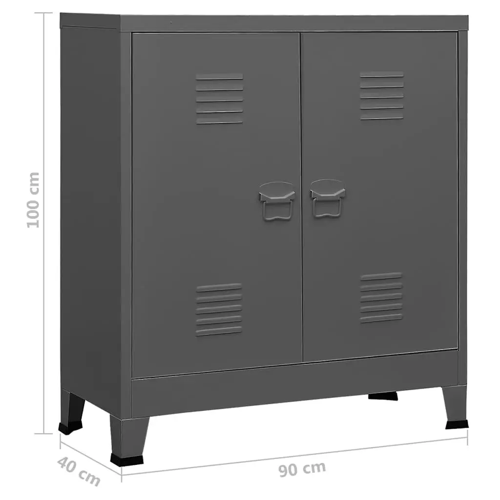 Steel Cabinet Anthracite 90x40x100cm with Two Shelves for Organised Storage and Labeling