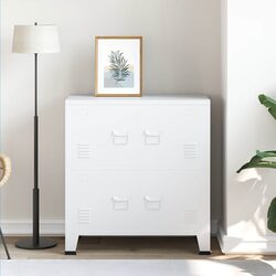 White Steel Industrial Storage Chest with Shelf