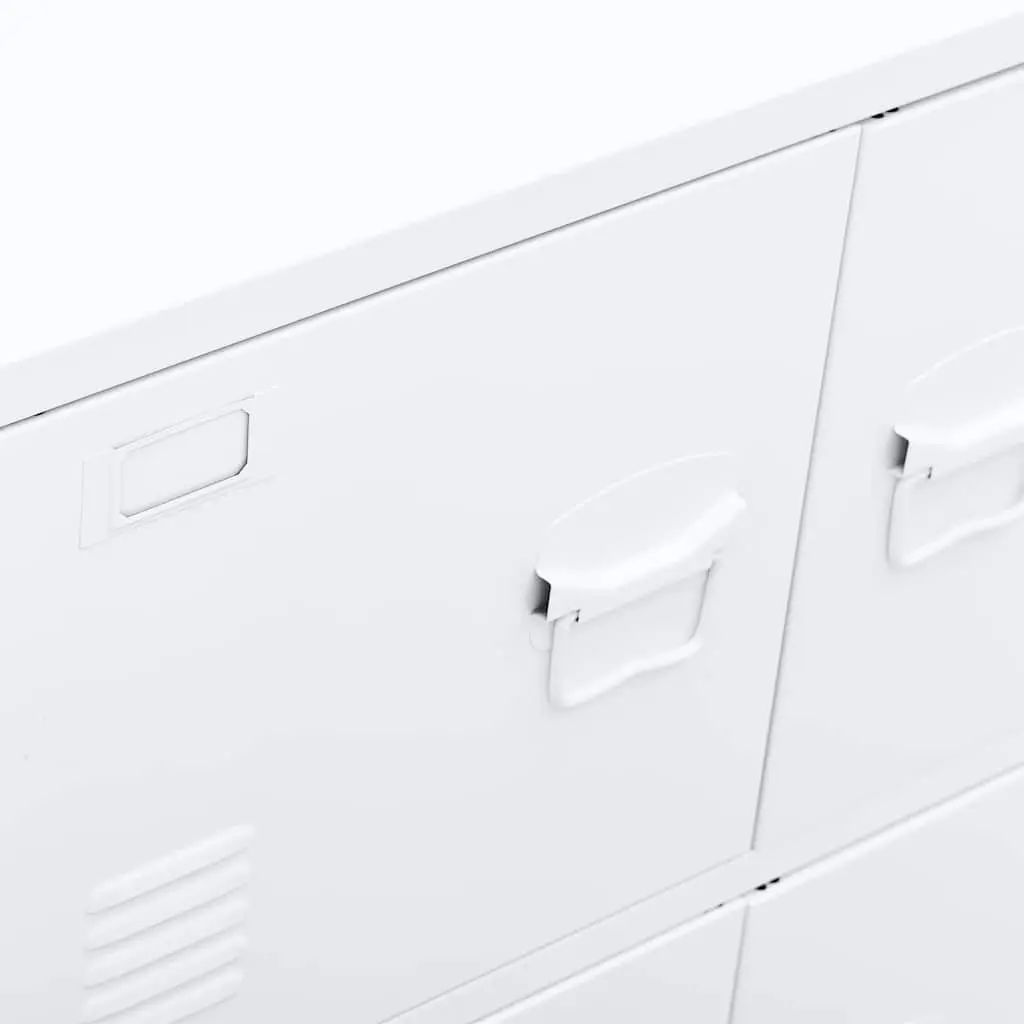 Steel Storage Cabinet White 75Wx40Dx80Hcm Shelving with Name Tag Holders