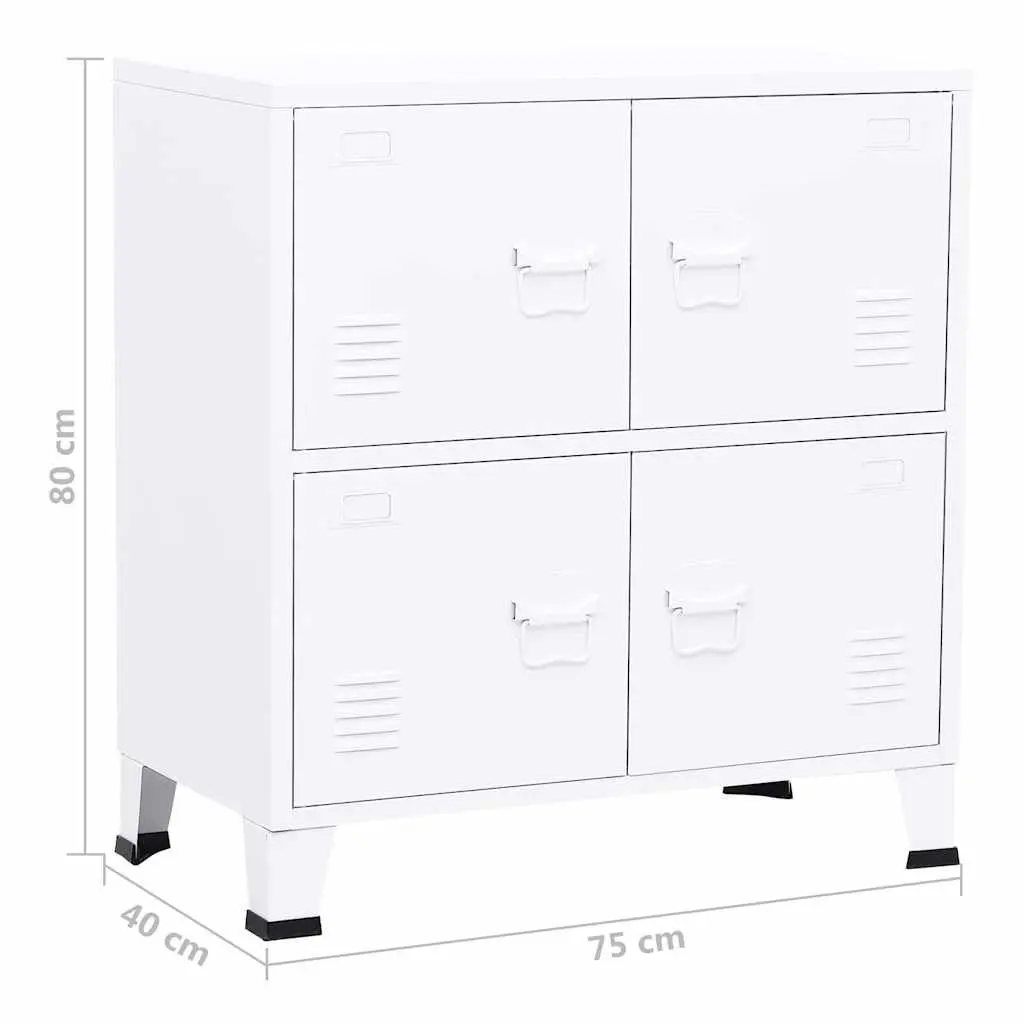 Steel Storage Cabinet White 75Wx40Dx80Hcm Shelving with Name Tag Holders