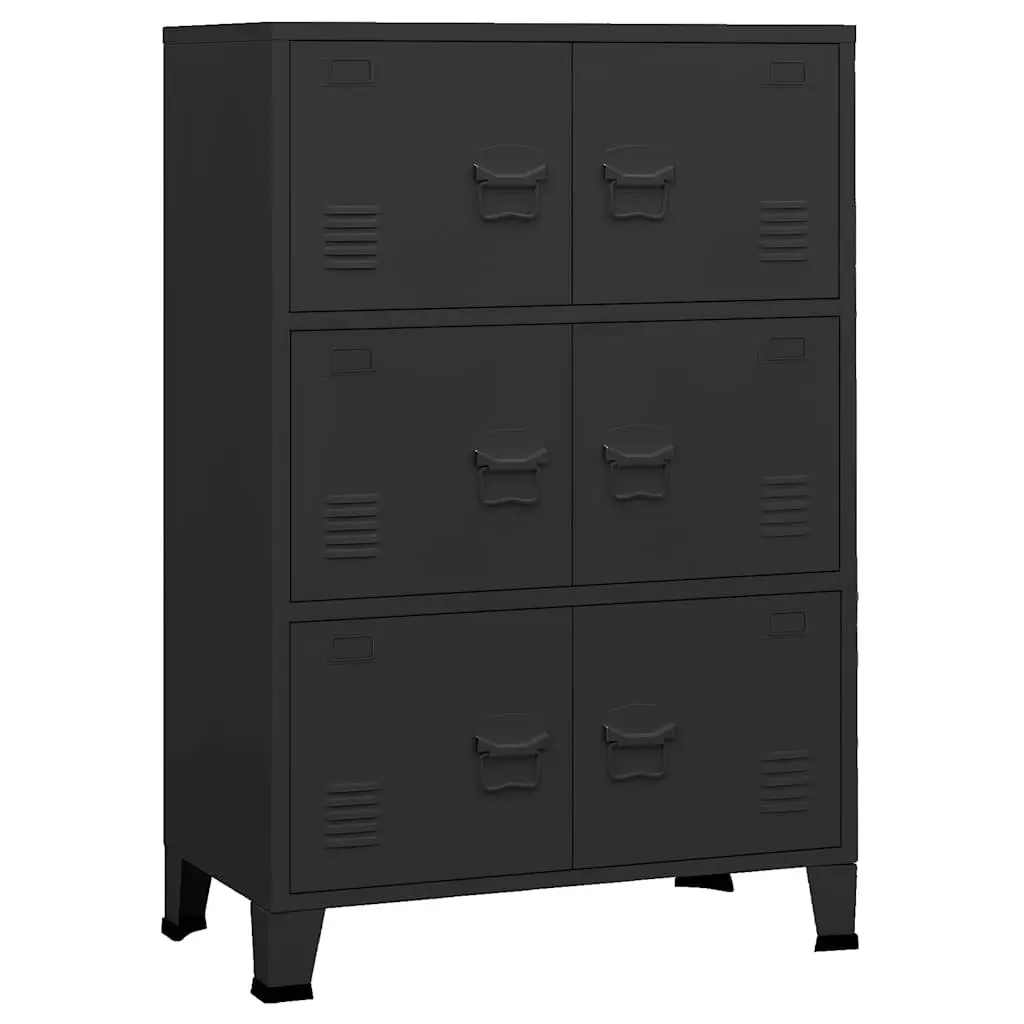 Industrial Storage Chest Black 6-Door Metal Cabinet Organiser