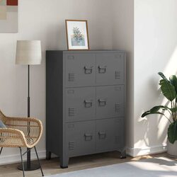 Industrial Metal Storage Chest 6 Doors Anthracite Cabinet Organizer Locker