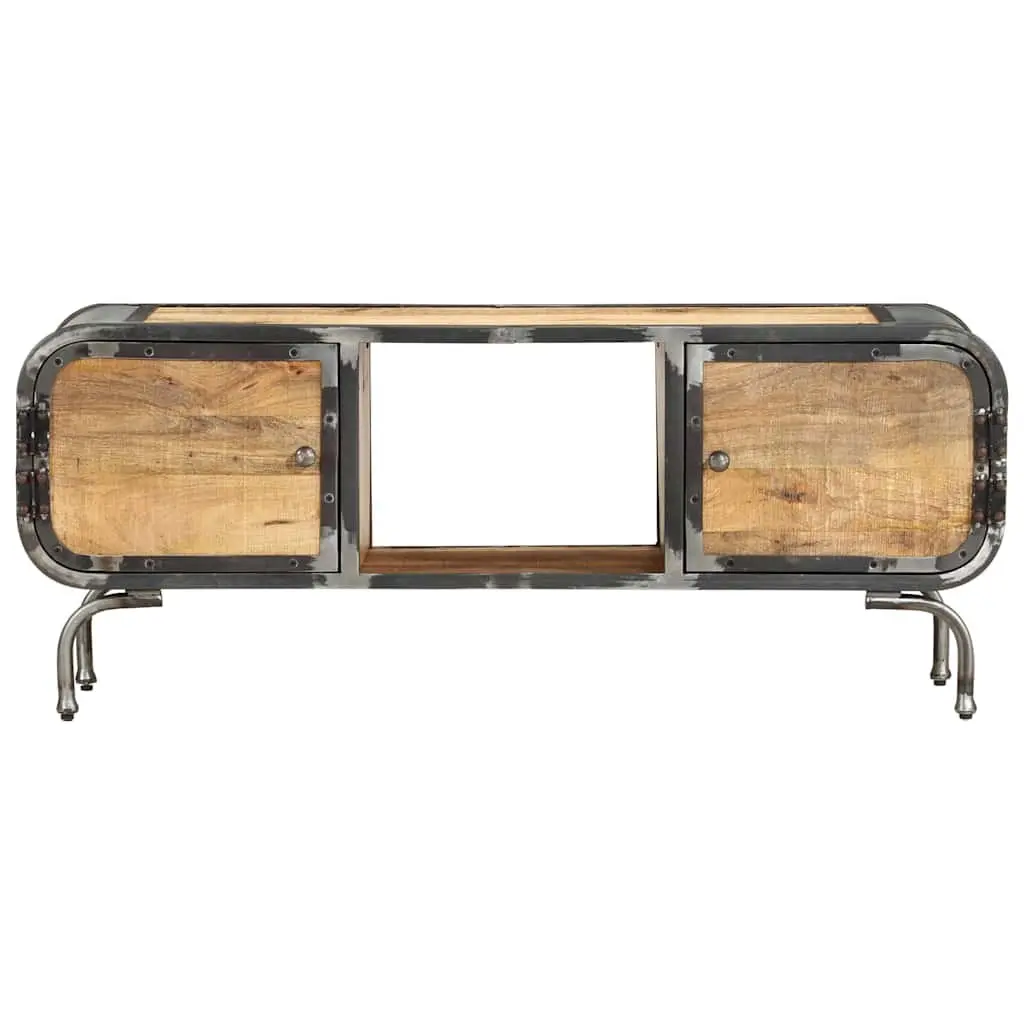 TV Cabinet Brown 110x30x42 cm Solid Wood Storage Unit with Doors and Shelf