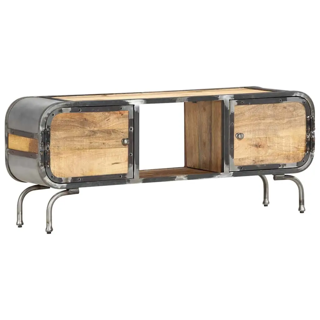 TV Cabinet Brown 110x30x42 cm Solid Wood Storage Unit with Doors and Shelf