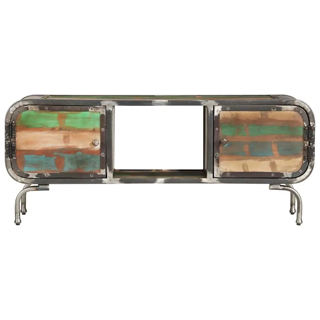 TV Cabinet Multicolour 110x30x42cm Solid Wood Reclaimed Storage Unit with Doors and Shelf