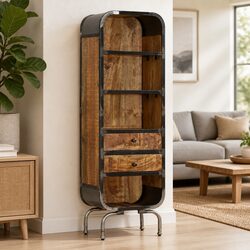 Compact Highboard Storage Cabinet with Industrial Style