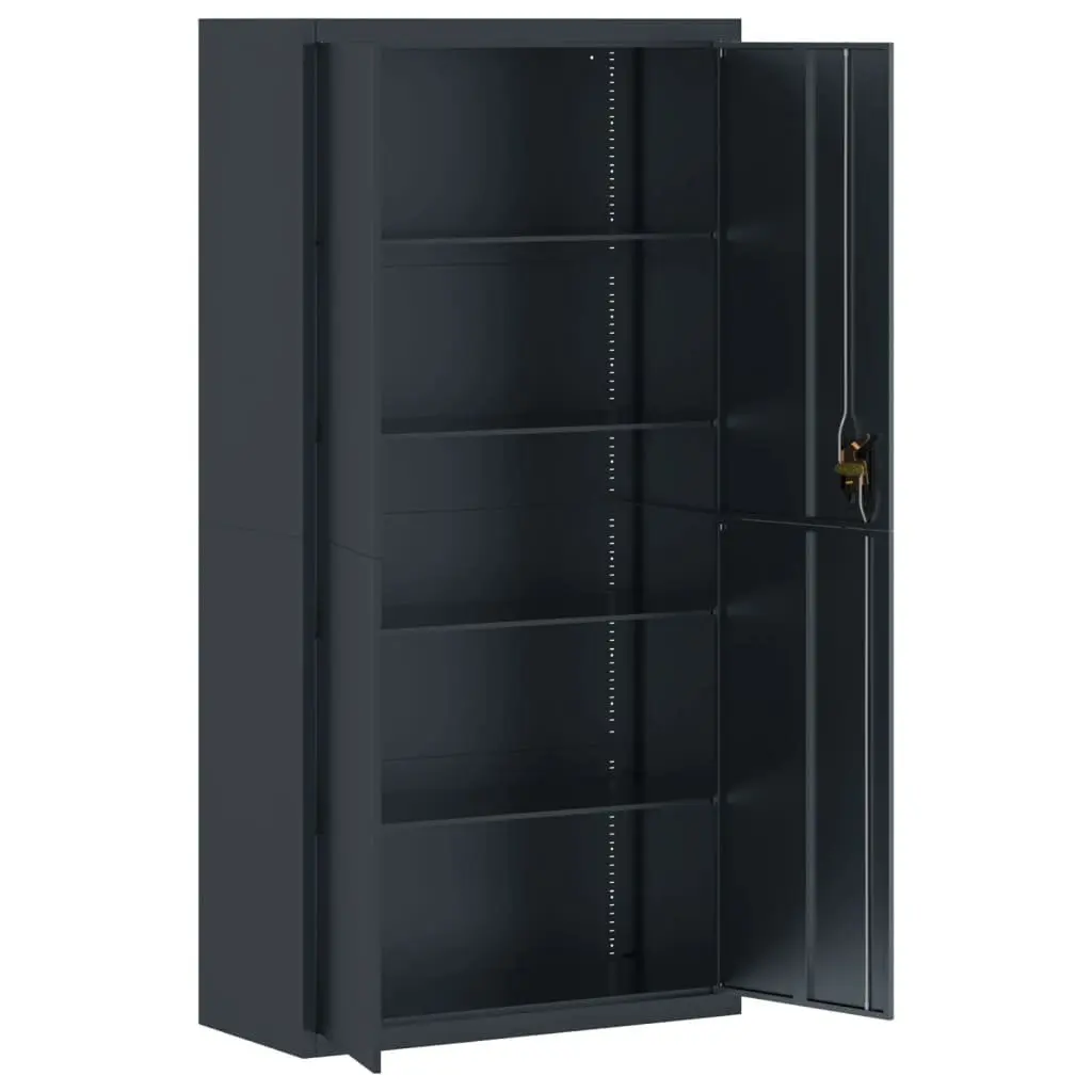 Steel File Cabinet 90x40x180cm Lockable Anthracite with Adjustable Shelves for Secure Organization