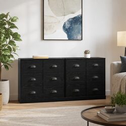 Black Engineered Wood Sideboards Set 2 pcs Modern Storage Cabinet Dining Living