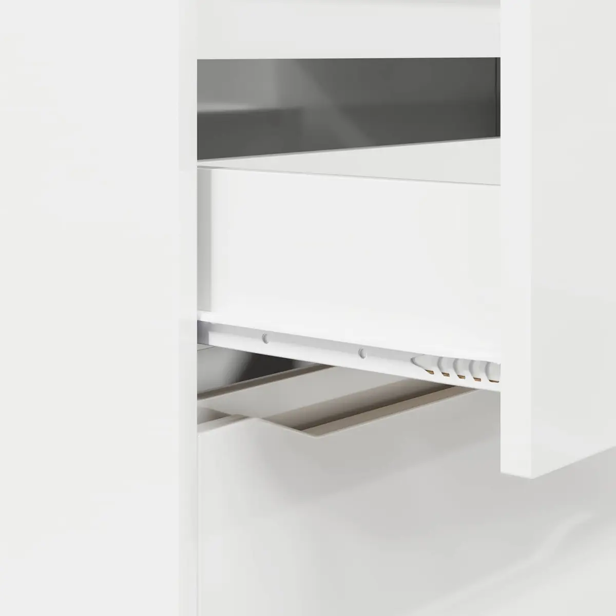 Storage Cabinet High Gloss White Engineered Wood Multiple Drawers Adjustable Height