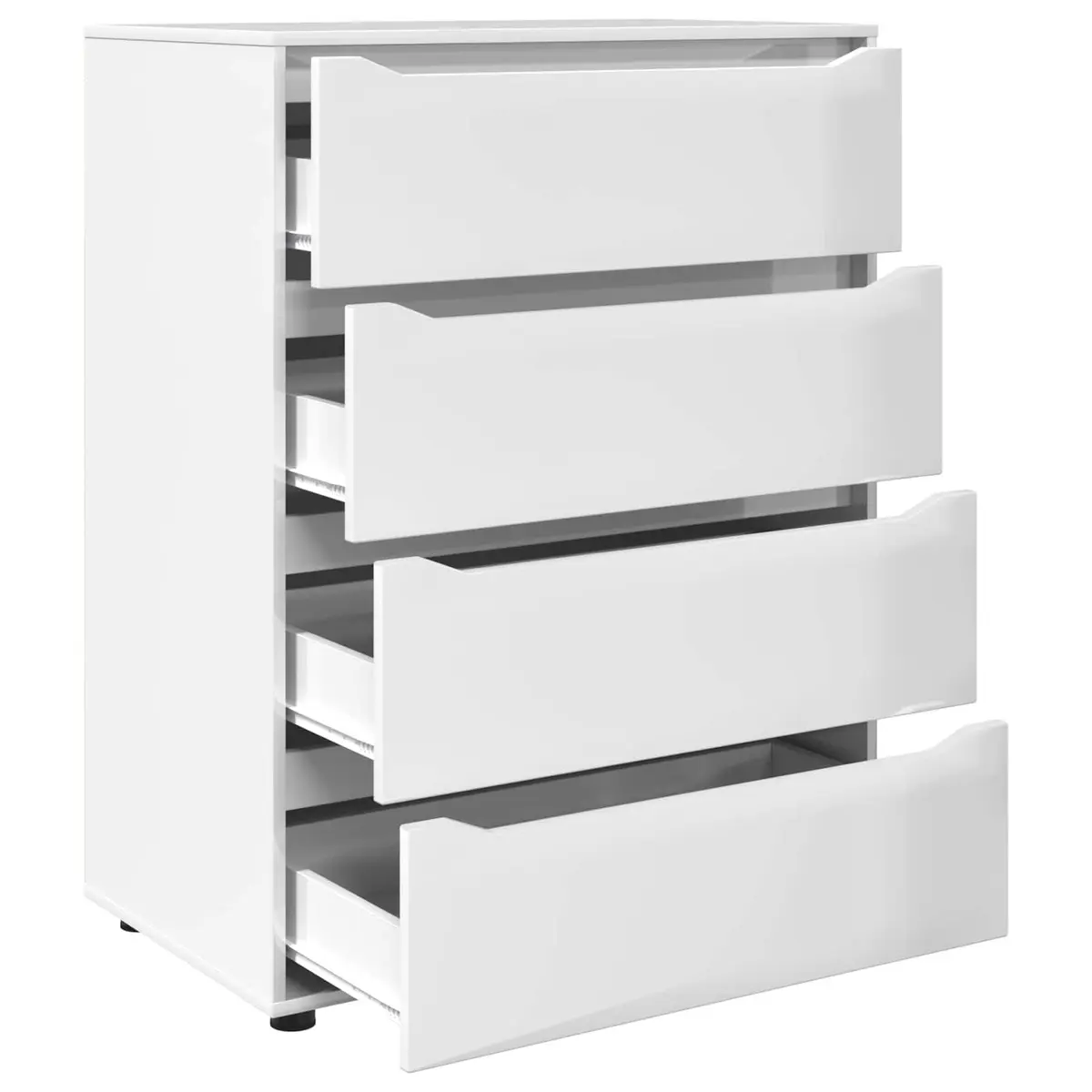 Storage Cabinet High Gloss White Engineered Wood Multiple Drawers Adjustable Height