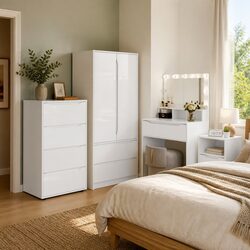 Storage Cabinet High Gloss White Bedroom Living Room Organizer Drawers