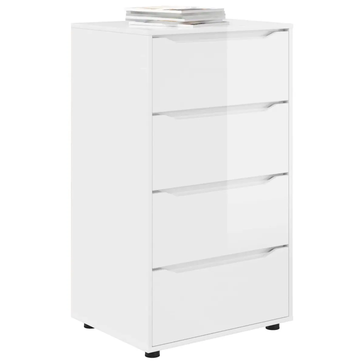 Storage Cabinet Organizer Multiple Drawers High Gloss White Engineered Wood 60x48x105cm