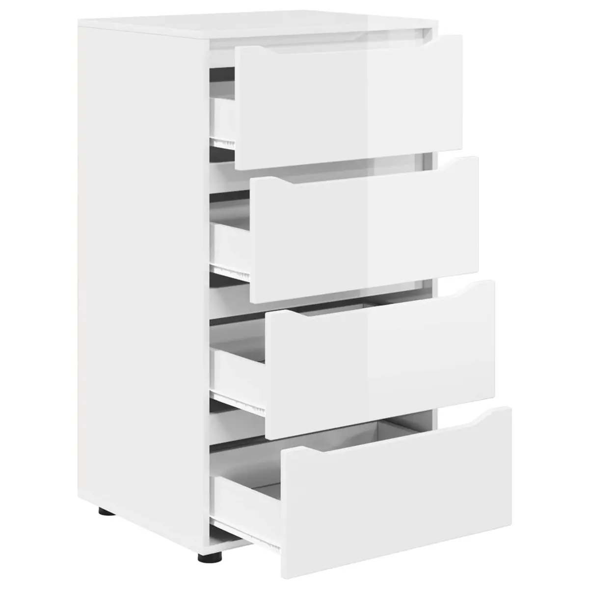 Storage Cabinet Organizer Multiple Drawers High Gloss White Engineered Wood 60x48x105cm
