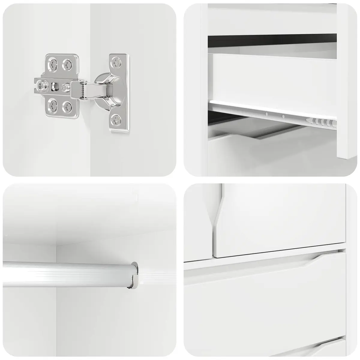 Wardrobe Cabinet White Engineered Wood Bedroom Storage with Drawer