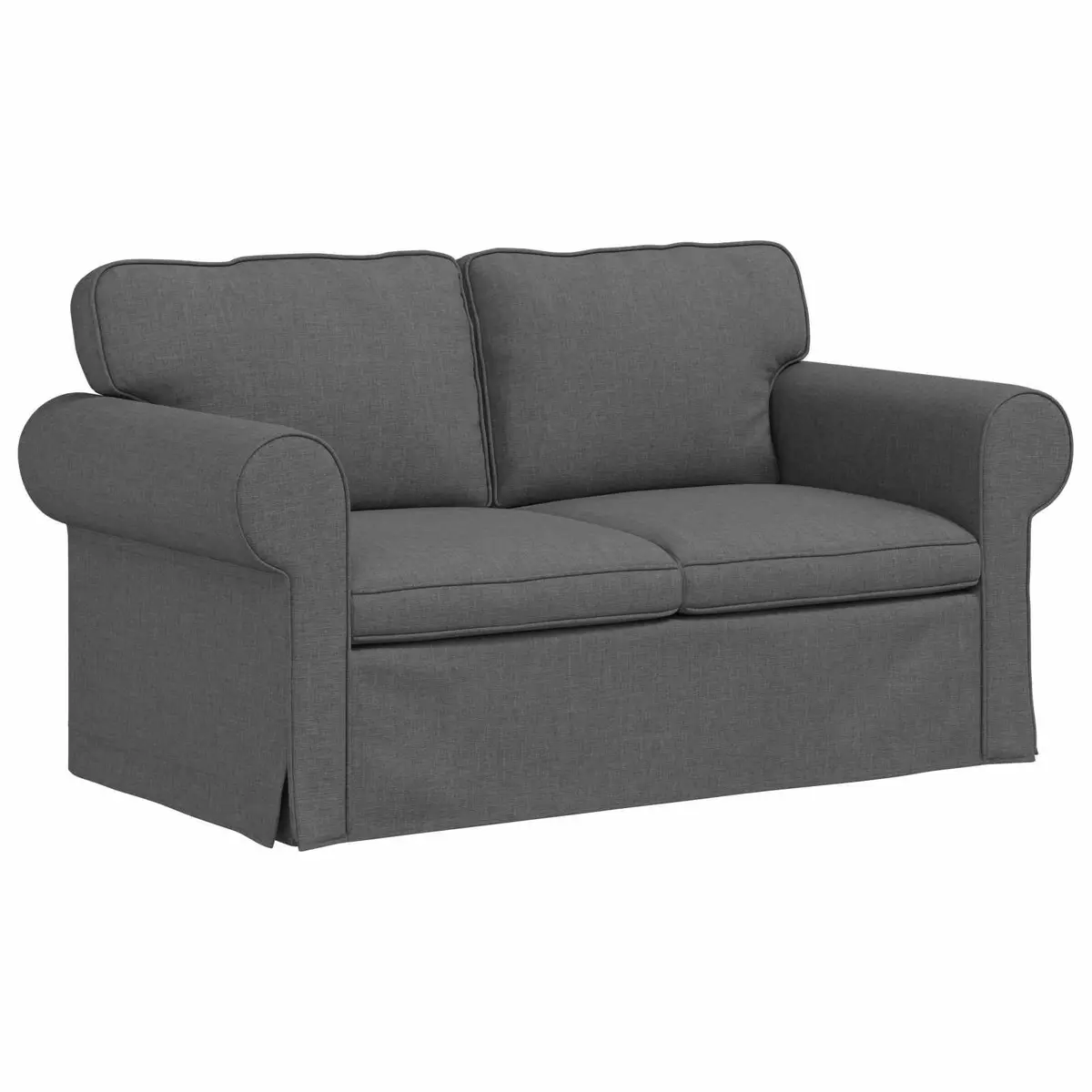 Sofa Set 2 Piece Modern Grey Fabric Living Room Furniture Contemporary Design
