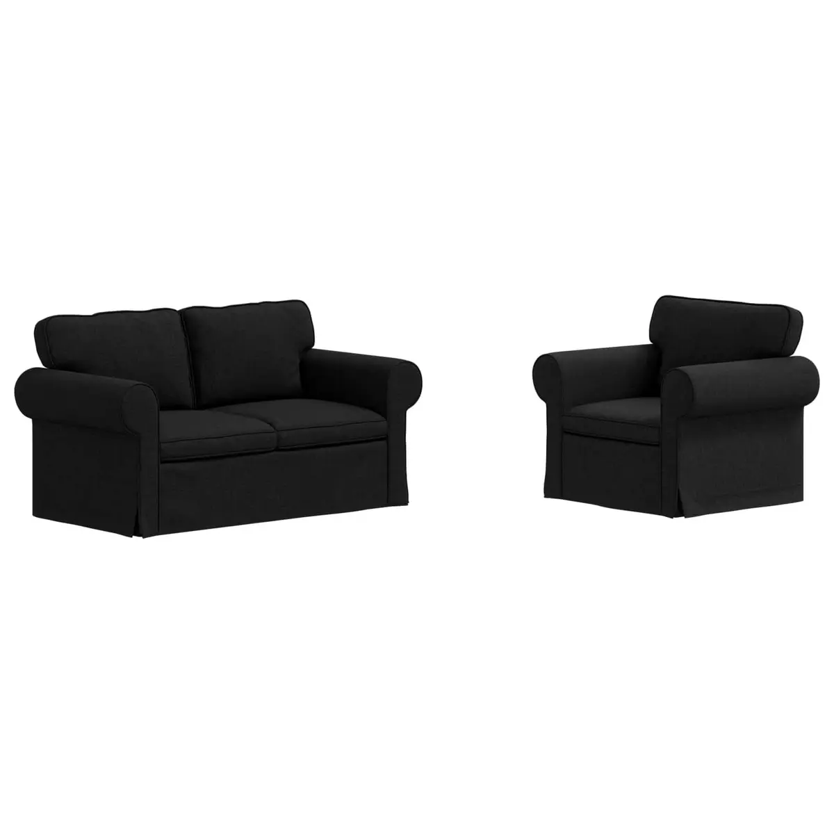 Modular Black Sofa Set 2 Piece Contemporary Fabric Flexible Arrangement Living Room Seating
