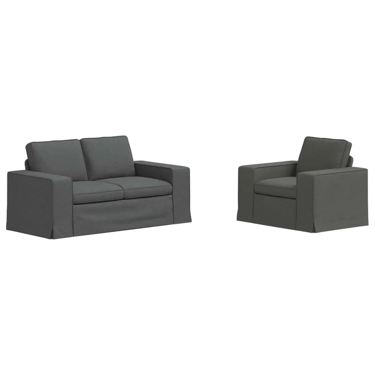 Sofa Set Grey 2 Piece Modular Sectional Fabric Couch