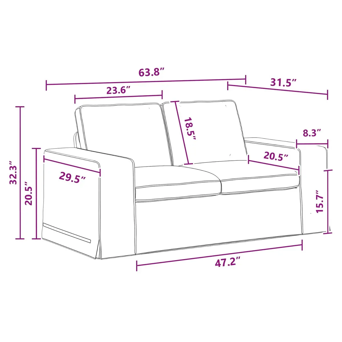 Sofa Set Grey 2 Piece Modular Sectional Fabric Couch