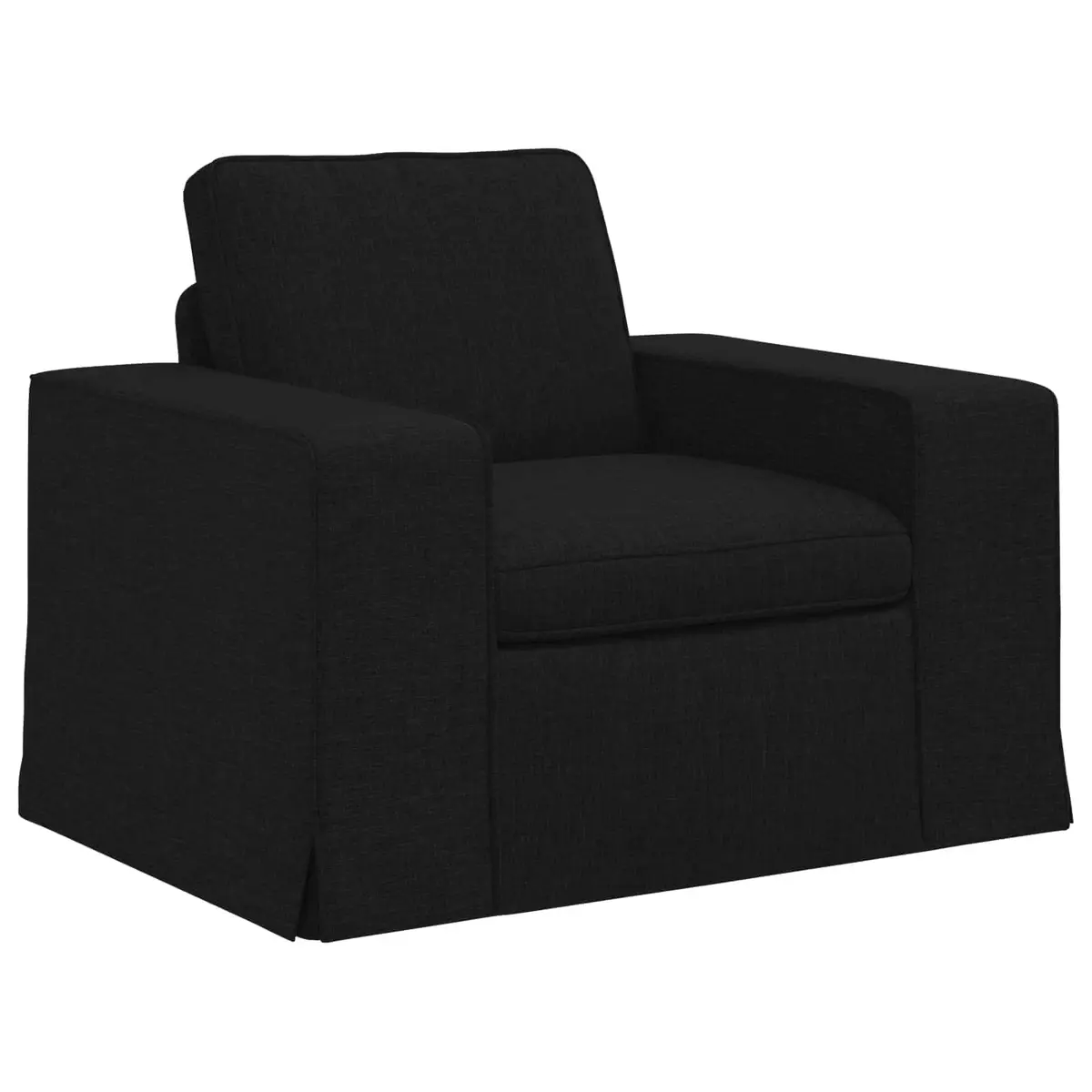 2-Piece Modular Sofa Set Black Fabric Sectional Couch Ergonomic Support