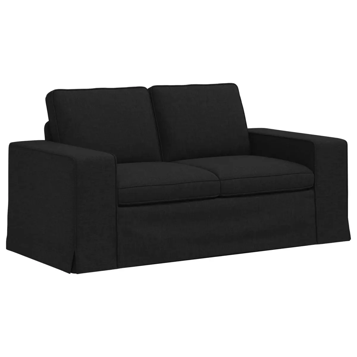 2-Piece Modular Sofa Set Black Fabric Sectional Couch Ergonomic Support