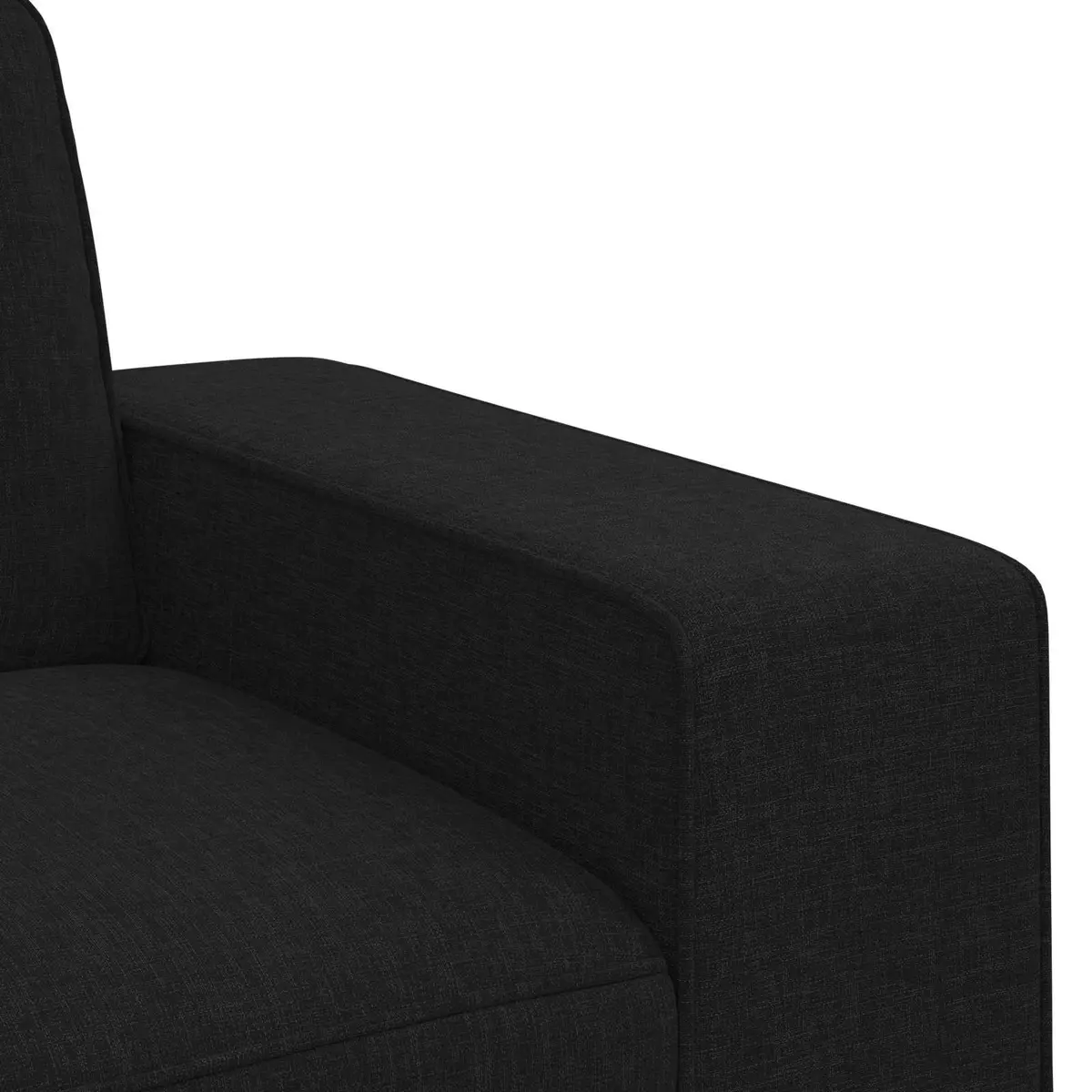 2-Piece Modular Sofa Set Black Fabric Sectional Couch Ergonomic Support