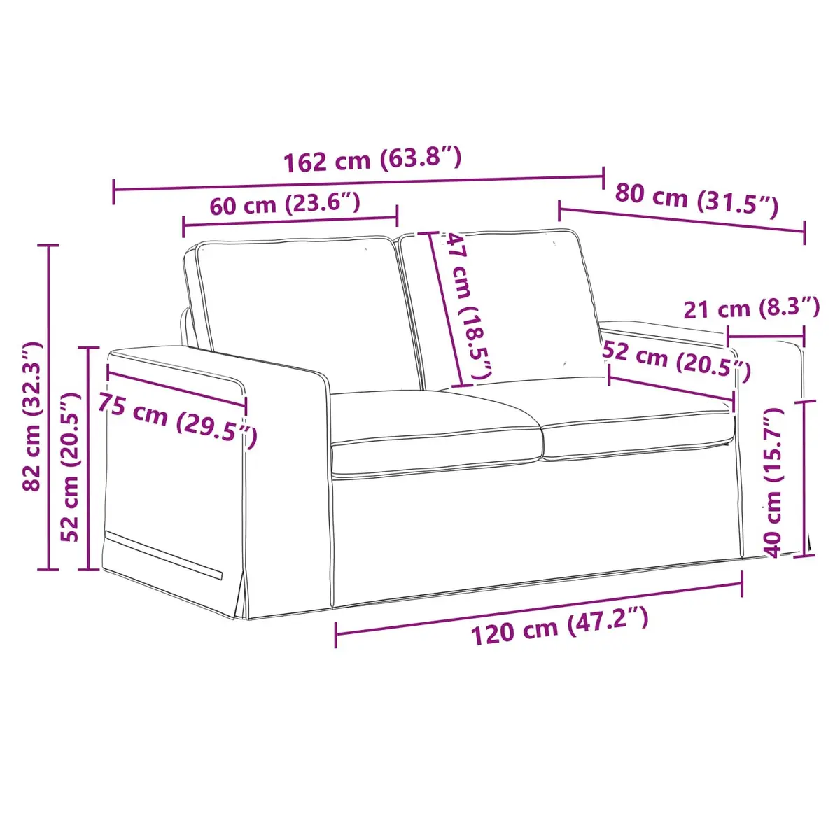 2-Piece Modular Sofa Set Black Fabric Sectional Couch Ergonomic Support