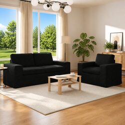 Compact and Stylish Black 2-Piece Sofa Set