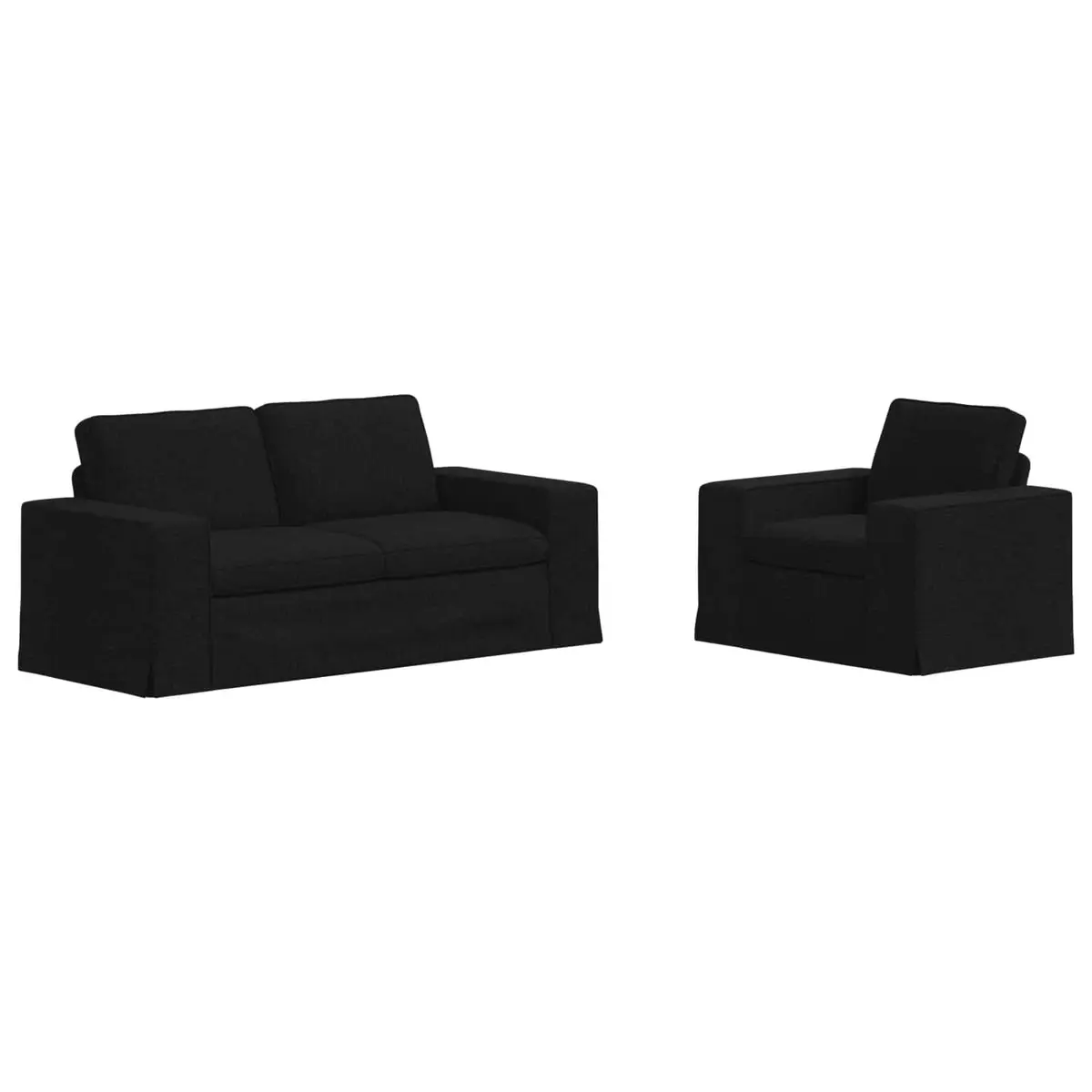 Sofa Set Black 2 Piece Modular Sectional Fabric Couch Living Room Furniture