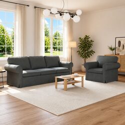 Compact 2 pcs Grey Sofa Set: Quality You Can Trust