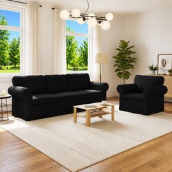 Compact Black Modular Sofa Set - 2 Pieces for Modern Spaces