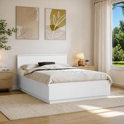 White Bed Frame with Adjustable Headboard LED Lights USB Port 150 x 200 cm