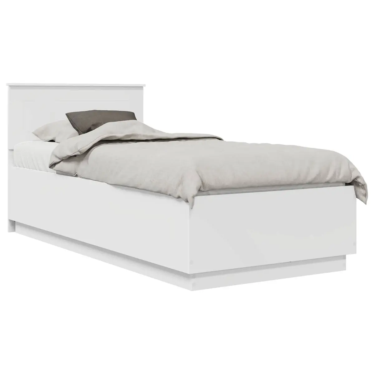 White Bed Frame with USB and LED Lights 90 x 190 cm