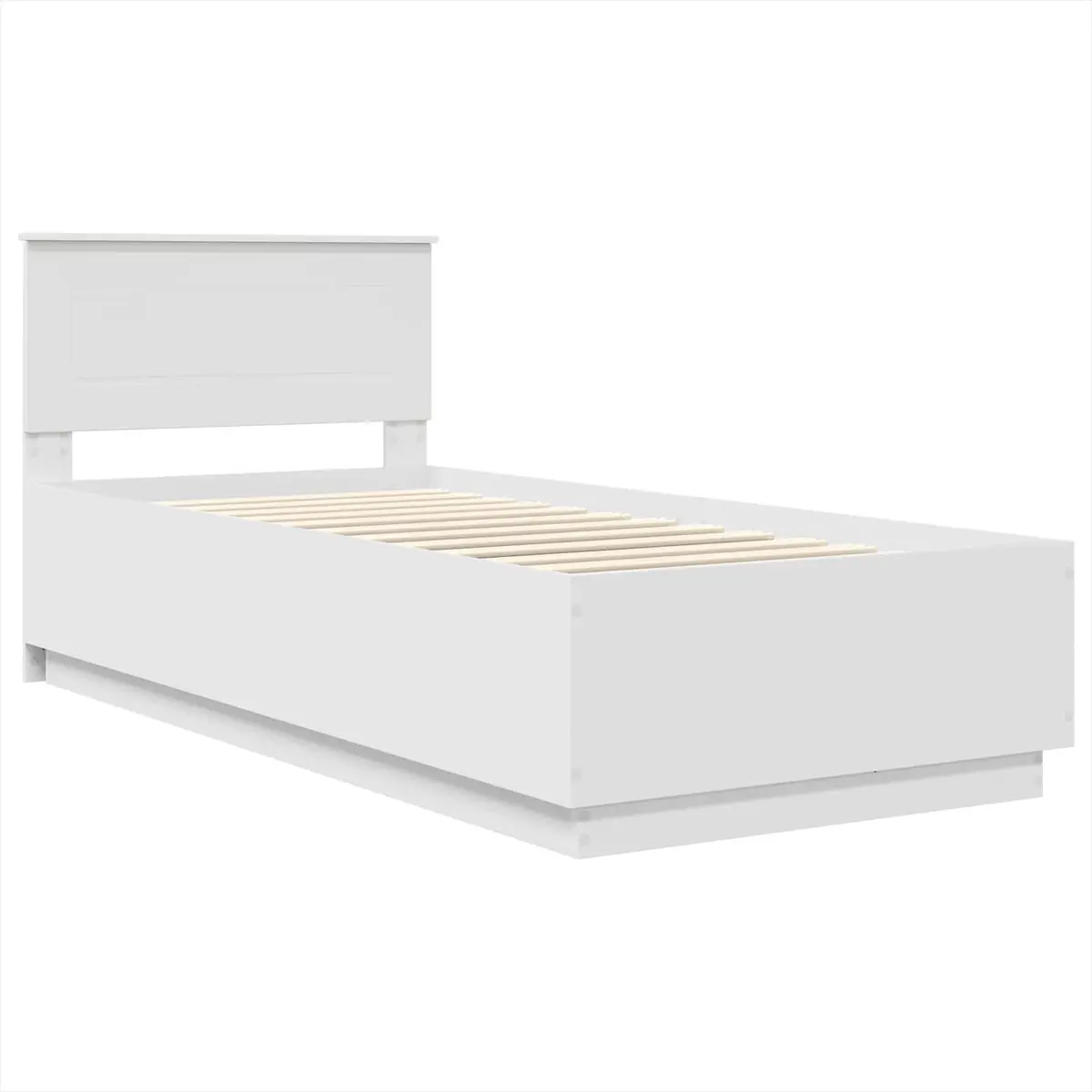 White Bed Frame with USB and LED Lights 90 x 190 cm