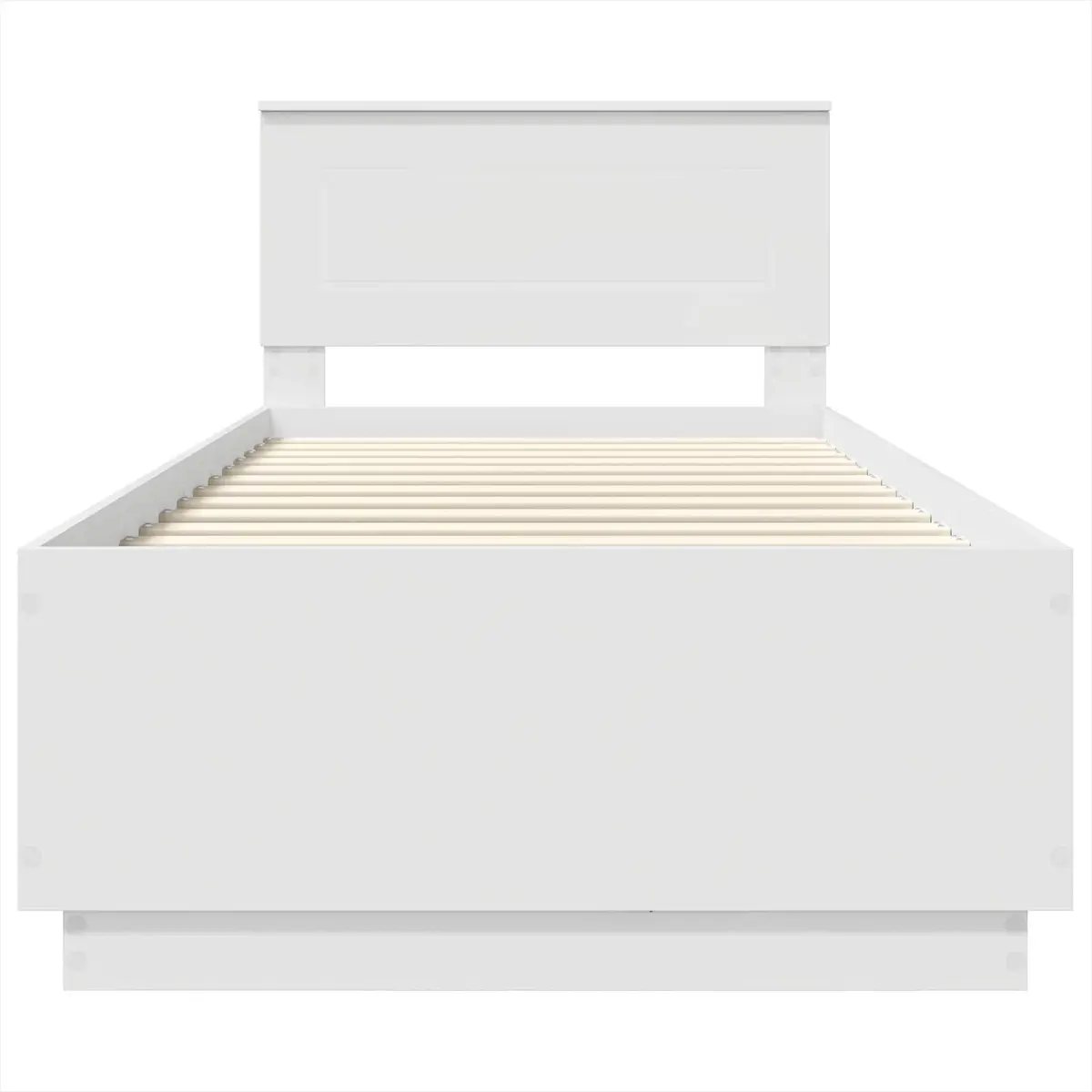 White Bed Frame with USB and LED Lights 90 x 190 cm