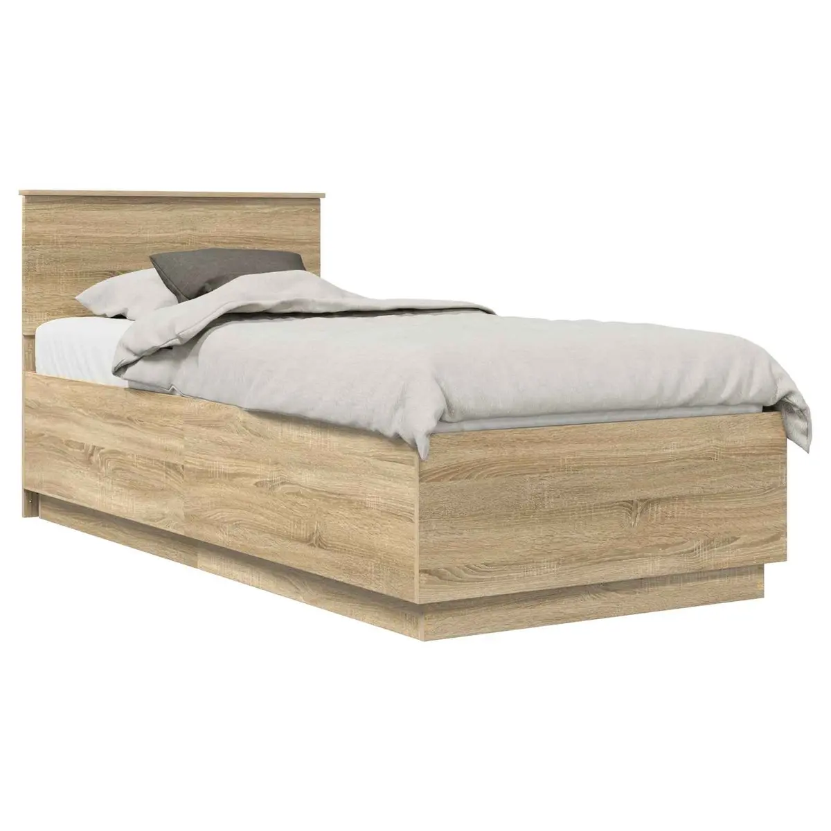 Bed Frame Brown 90 x 190 cm Engineered Wood LED USB Charging